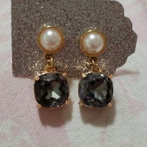 Faux pearl studs with black crystal studs. Nwt